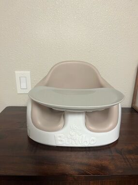 Bumbo Baby Seat with Tray - Taupe/Gray/White